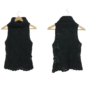Mariella Burani Sweater Vest Women Sleeveless Black Wool US 6 / UK 10 / S M