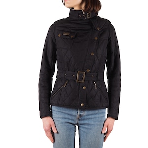 Chaqueta Barbour para mujer, color negro, International Matlock Moto con cinturón, talla EE. UU. 4 / Reino Unido 8