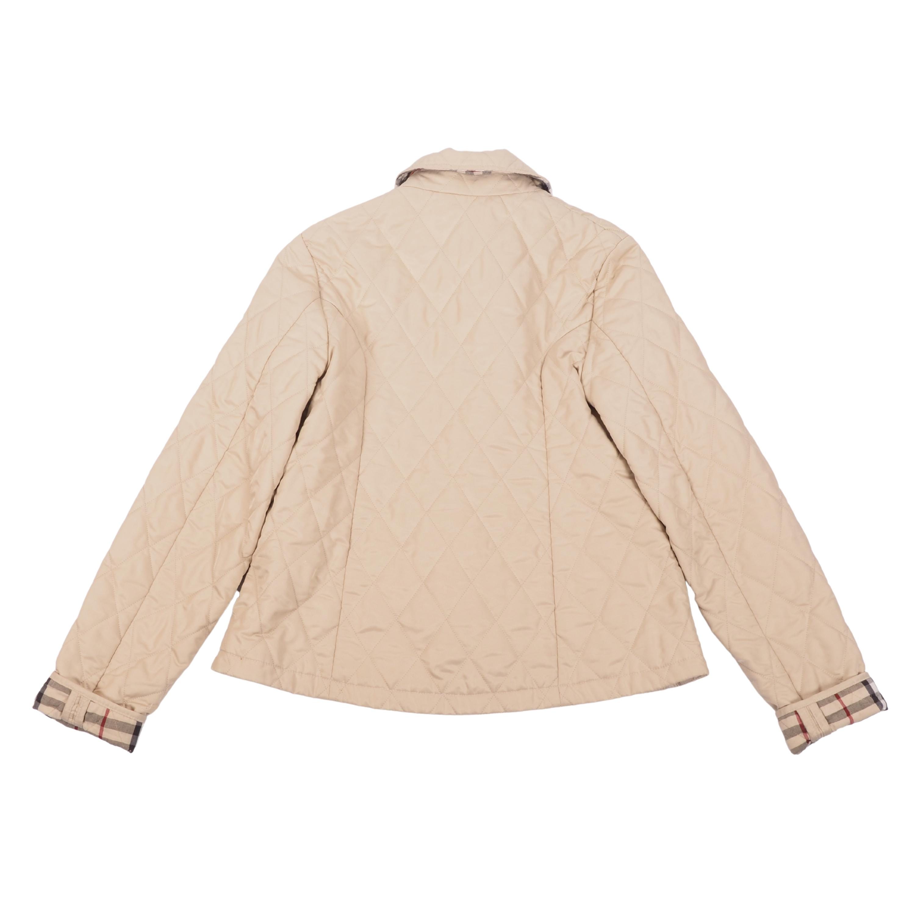 Burberry Quilted Jacket Vintage Kids Girls Beige Nova Check Lined