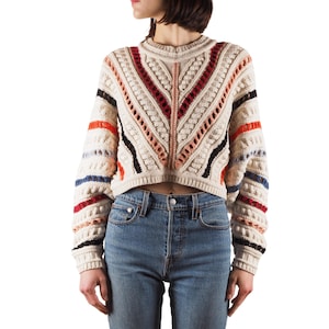 Ba&sh Gardy Sweater Top Women Cozy Cotton Knit Cropped Pullover US 6 / M