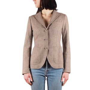 Tagliatore Blazer Jacket Women Beige Virgin Wool Fitted IT 40 / US 4