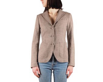 Tagliatore Blazer Jacket Women Beige Virgin Wool Fitted IT 40 / US 4