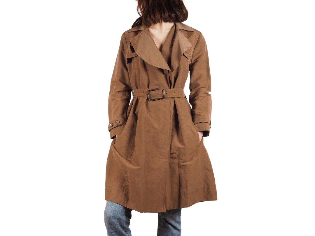 Kenzo Belted Trench Coat Vintage Women Brown Avantgarde Size FR 38