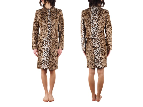 Moschino Cheap & Chic Vintage Leopard Print Skirt Suit Set (US 8