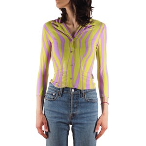 Versace Jeans Couture Top Blouse Vintage Women Stretch 3/4 Sleeve XS
