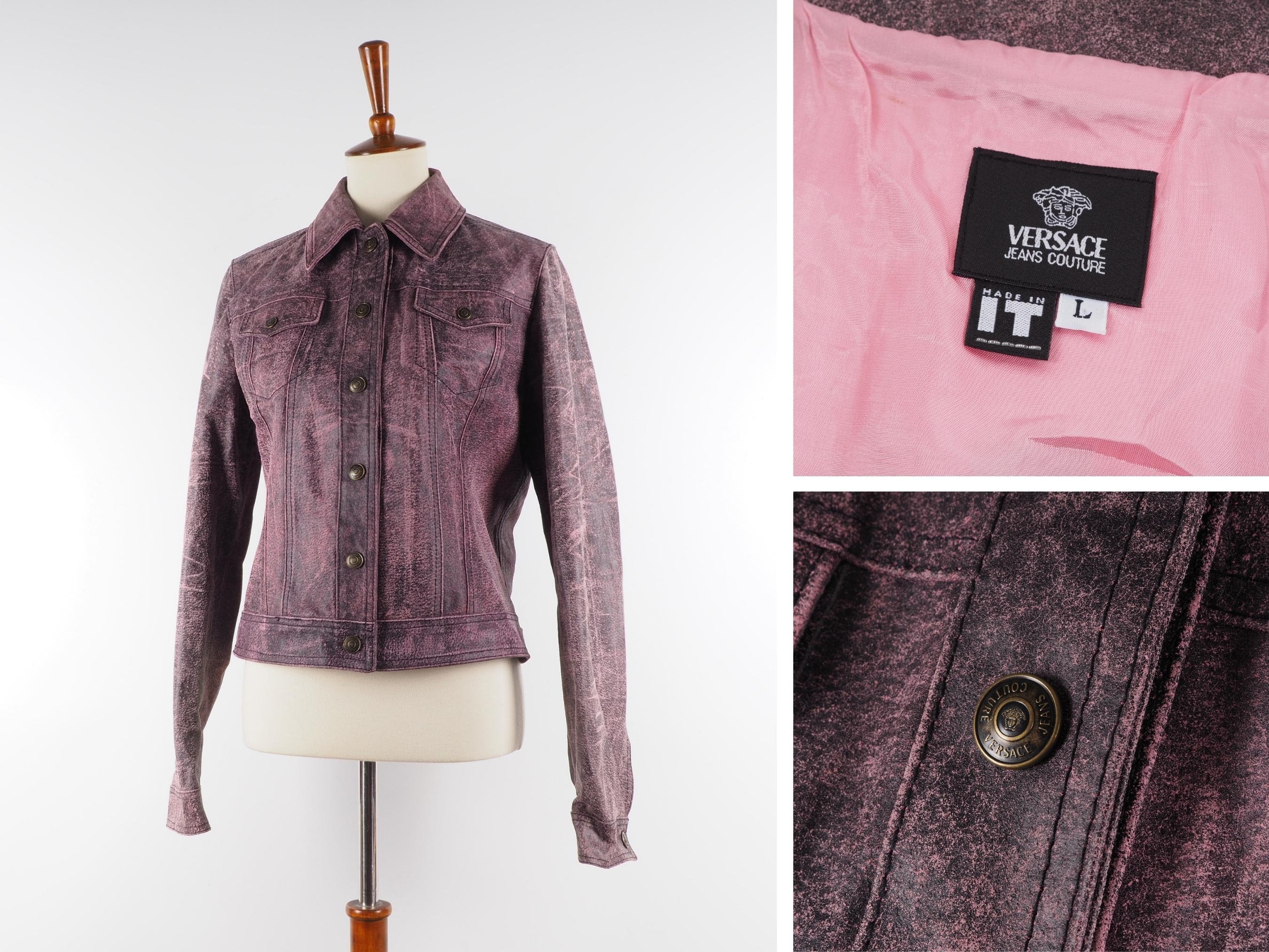 Vintage Versace Jeans Couture Leather Jacket, 90s Rare, Women