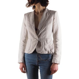 Iceberg Blazer Jacket Vintage Women Beige Linen Chain Detail IT 42 / US 4