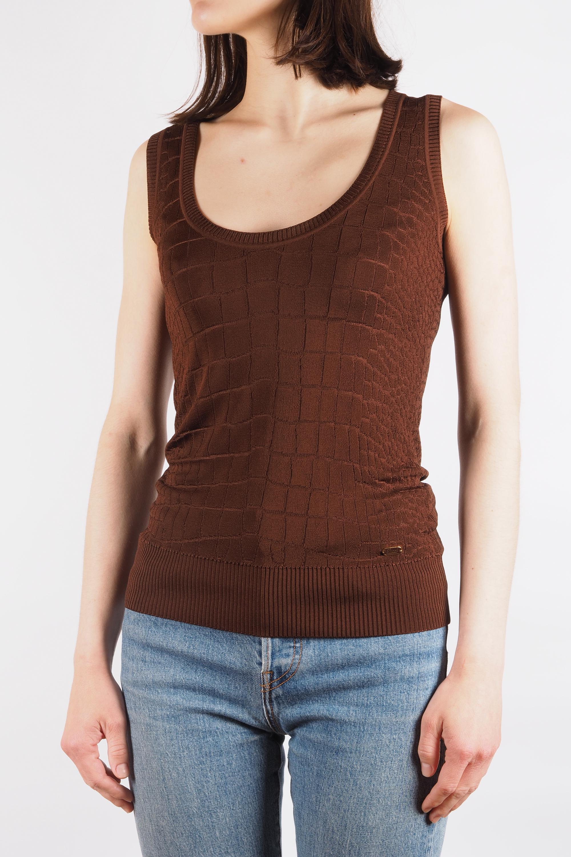 gucci ニットタンクトップ Gucci Tank Top Vintage Women Brown Textured Knit XS / US 2 - Etsy