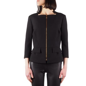 Gianni Versace Collection Blazer Jacket Women Black Gold Zip Size IT 44
