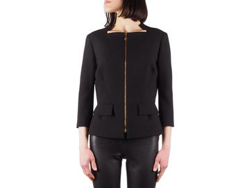 Gianni Versace Collection Blazer Jacket Women Black Gold Zip Size IT 44
