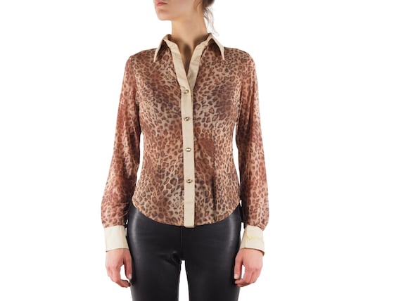 Just Cavalli mix-print long-sleeve shirt - Blue