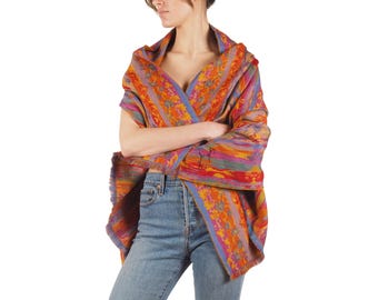 Bufanda tipo chal extragrande con flecos y estampado floral jacquard de Kenzo Jeans Vintage para mujer