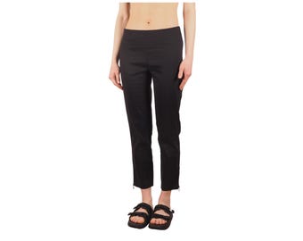 Pantalones cortos de lino negro para mujer de Sarah Pacini con cremallera en el bajo, talla 1 / US S