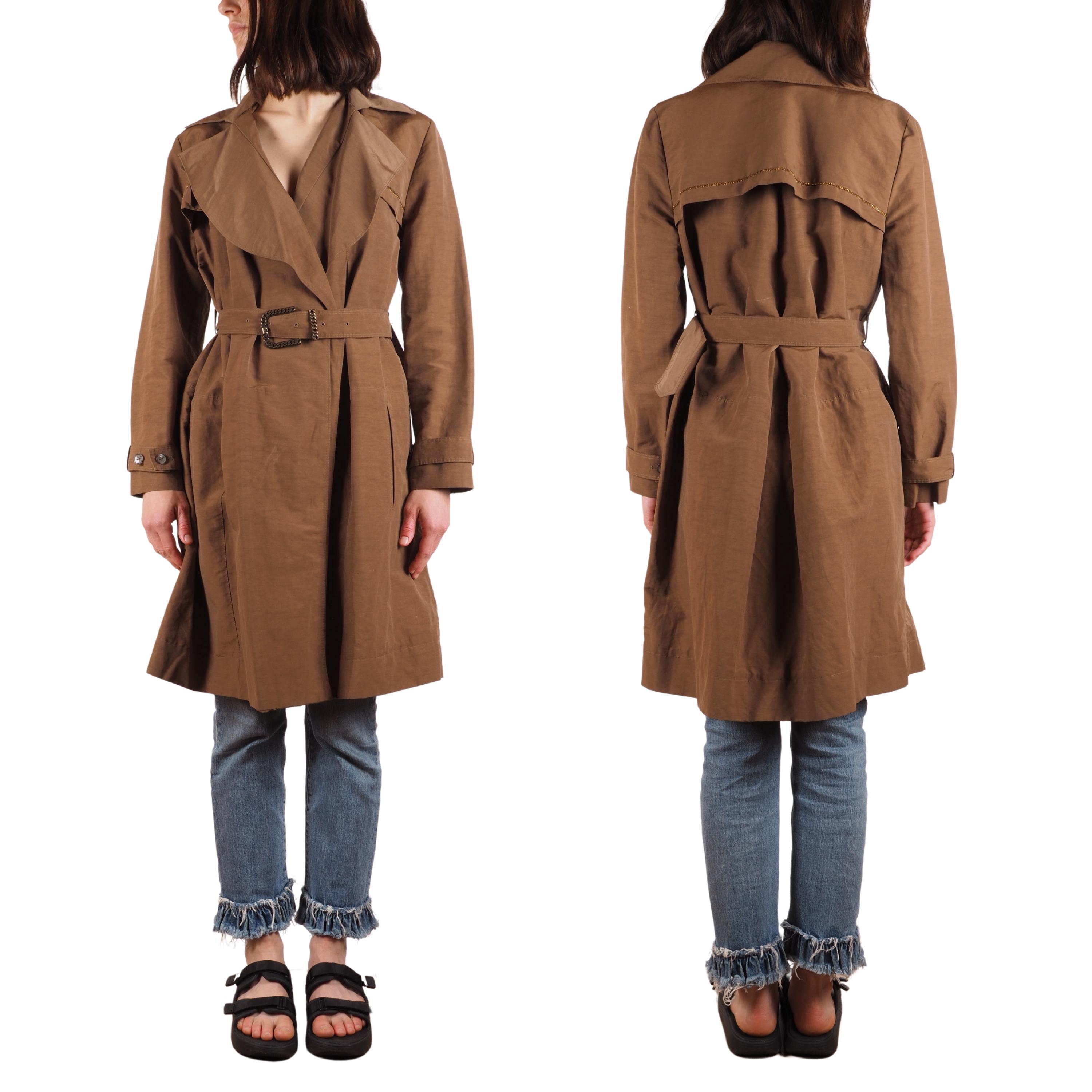 Kenzo Belted Trench Coat Vintage Women Brown Avantgarde Size FR 38