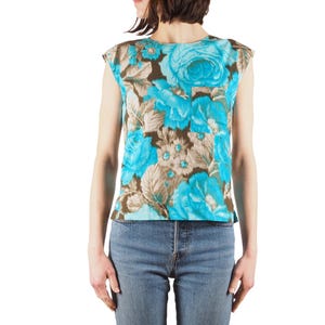Kenzo Paris Blouse Top Vintage Women Blue Floral S / Small