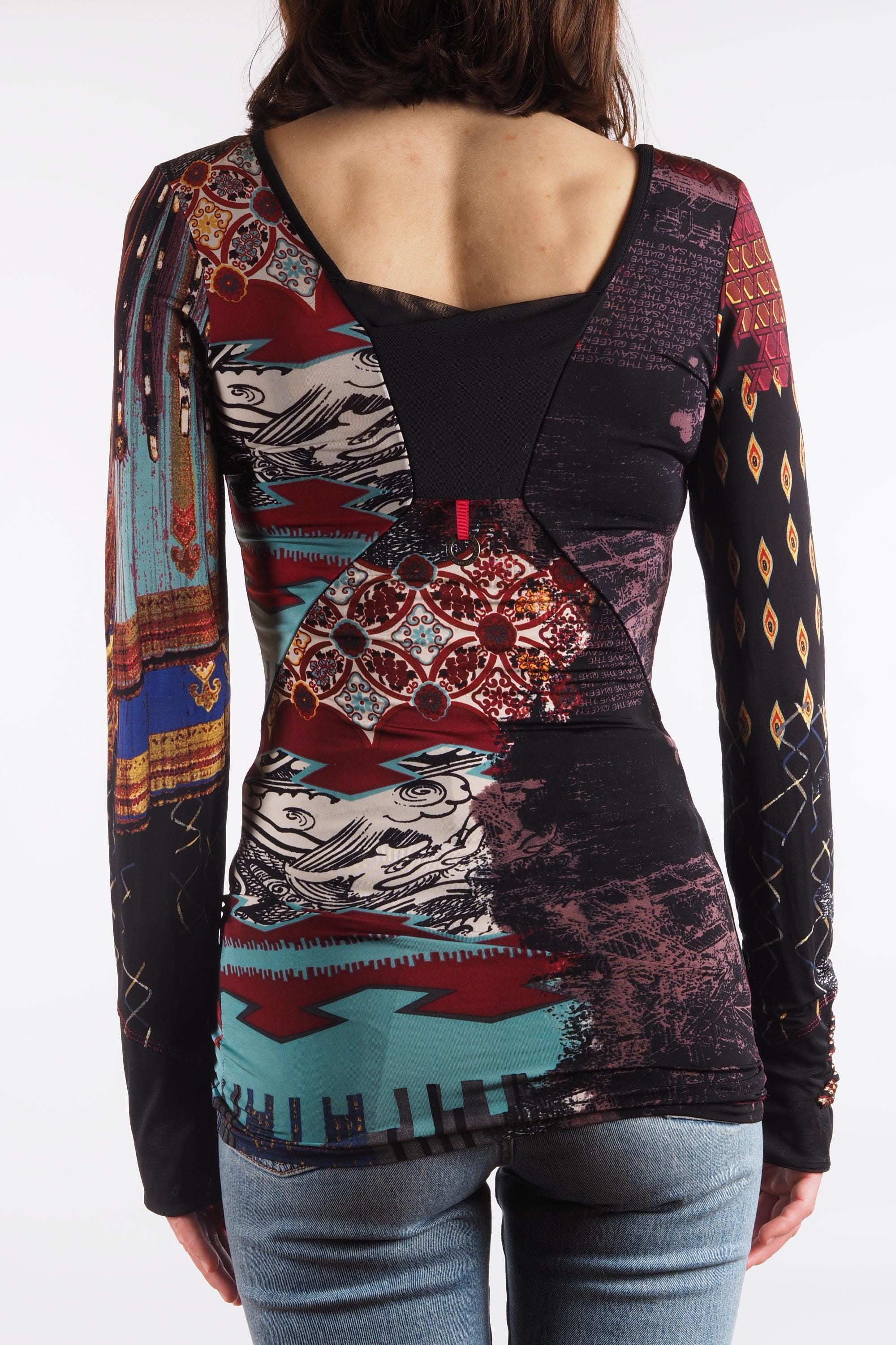 Save the Queen Top Vintage Women Mesh Medieval Battle Print S / US