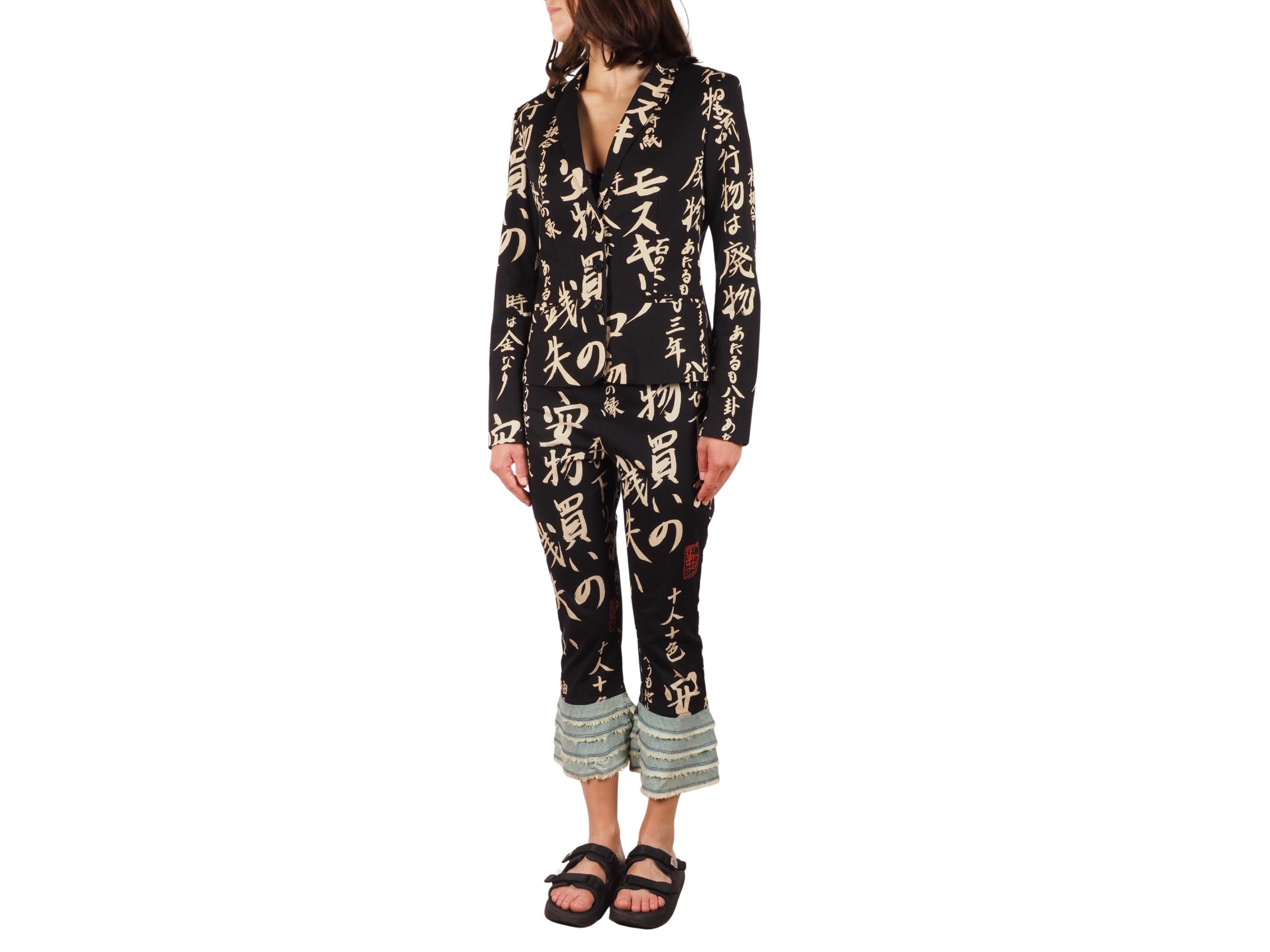 Moschino Jeans Pantsuit Japanese Print Cropped Flare Archival