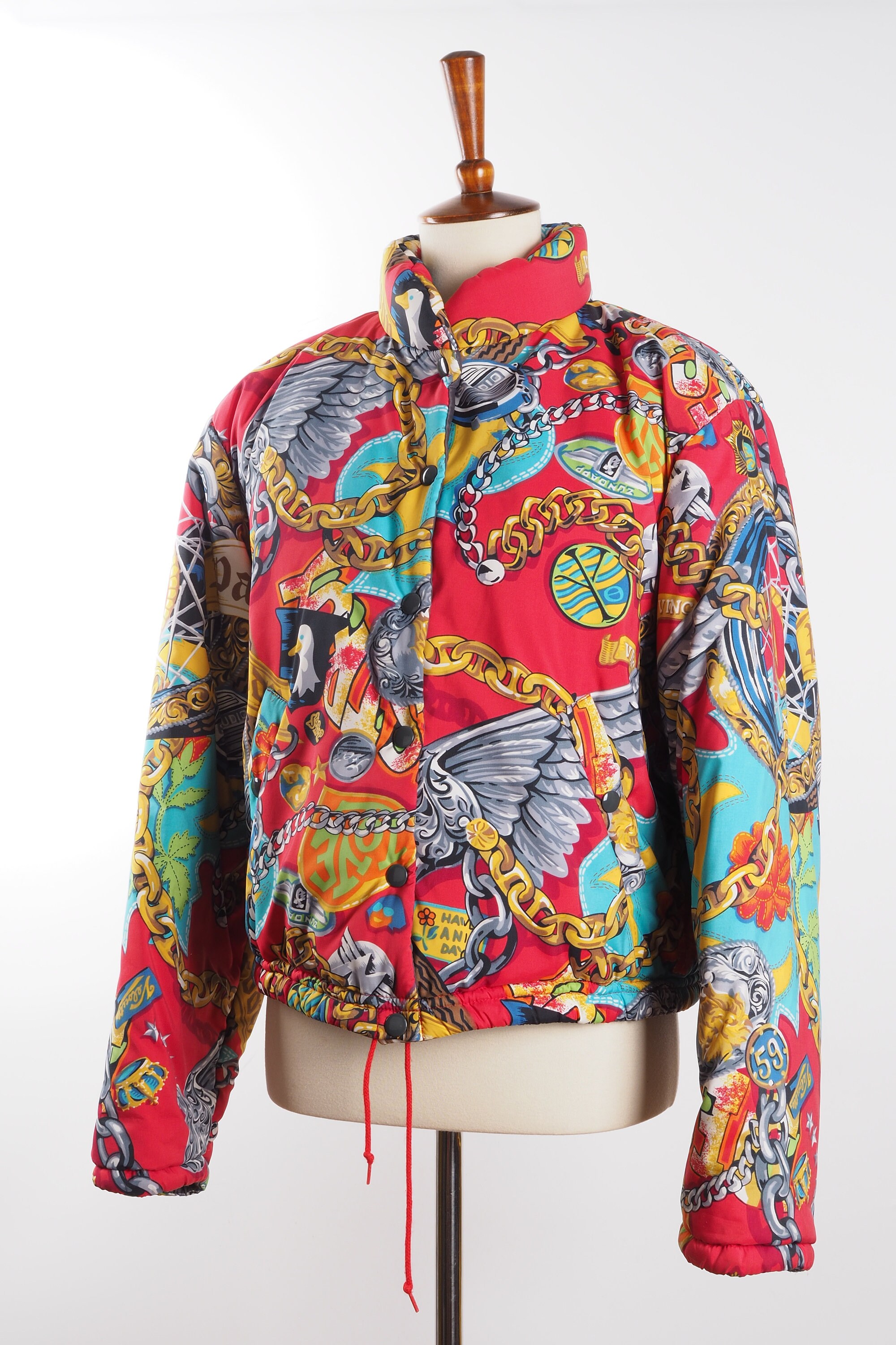 【希少】90s KENZO JUNGLE フランス製 花柄ジャケット Kenzo Jungle Print Chain Jacket Vintage 90s Women Crazy Red Gold