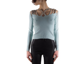 Vintage Roberto Cavalli Blue Long Sleeve Top - IT40 / US6