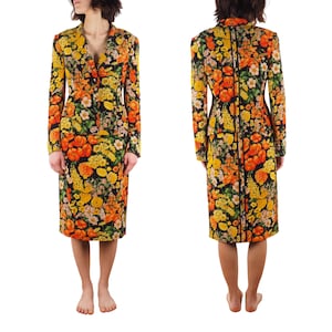 Dolce & Gabbana Silk Skirt Blazer Jacket Suit Set Vintage Women Floral Size 42