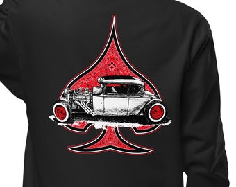 Hot Rod Spade Unisex Fleece Zip Up Hoodie