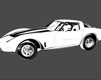 Corvette Vector Digital Download .PNG .AI File