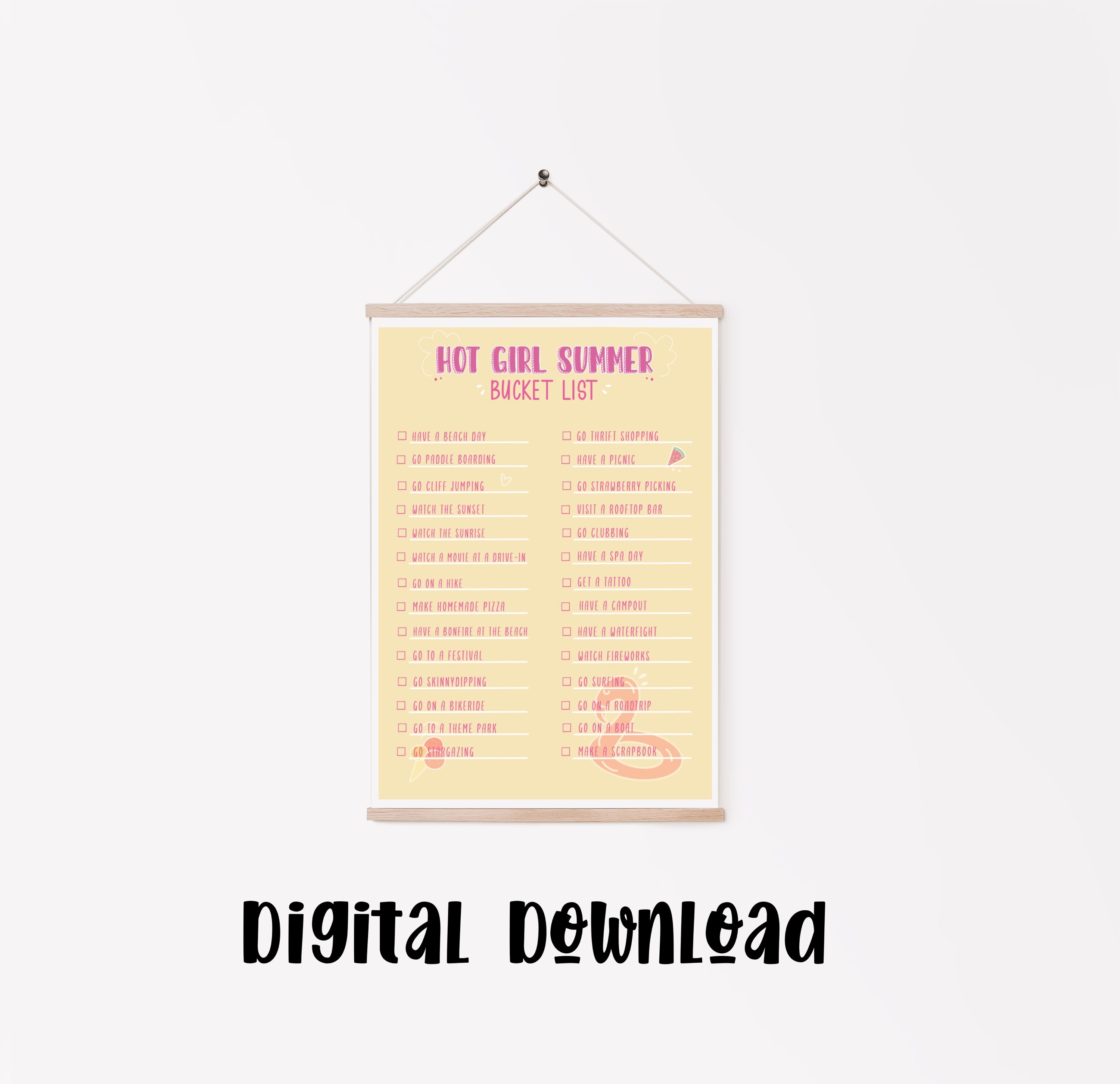 Hot Girl Summer Bucket List Summer Bucket List Printable Etsy