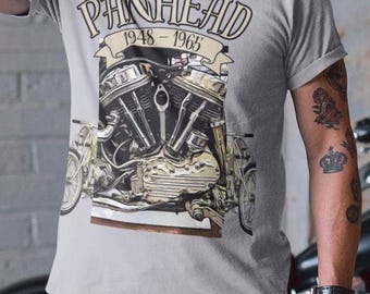 Vintage Panhead Motorcycle Engine Tee, Ideal Gift for Motorcycle Enthusiasts, Engine Guy, Mechanics Shirt, Chopper Shirt