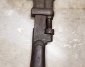 Vintage Pipe Wrench, Steampunk Decor, Antique Tool
