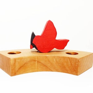 Kardinal Ring Ornament, Vogel Geburtstagsring Ornament, Waldorf Vogel, Ornament aus Holz, Kardinal Ornamente, Waldorf Schmuck, Waldorf Schmuck