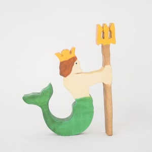 merman wooden toy, Poseidon wooden toy, waldorf people, pretend play, open ended toy set, small world wooden toy, waldorf inspired toy set