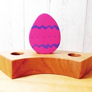Easter ornaments for Grimms Birthday ring celebration ring Word /'Easter/' and basket with easter eggs waldorf wooden ring