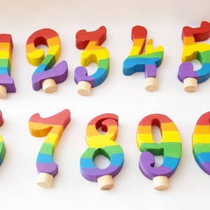 Rainbow numbers ring ornaments, ring ornament number set, celebration ring numbers, waldorf birthday ring, celebration spiral, advent spiral