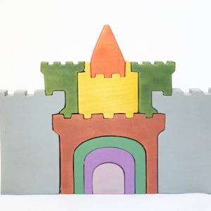 Wooden Castle, Stacking Wooden Castle, Stacking Toy, Wooden Stacker, Waldorf Inspired, Gift for ...