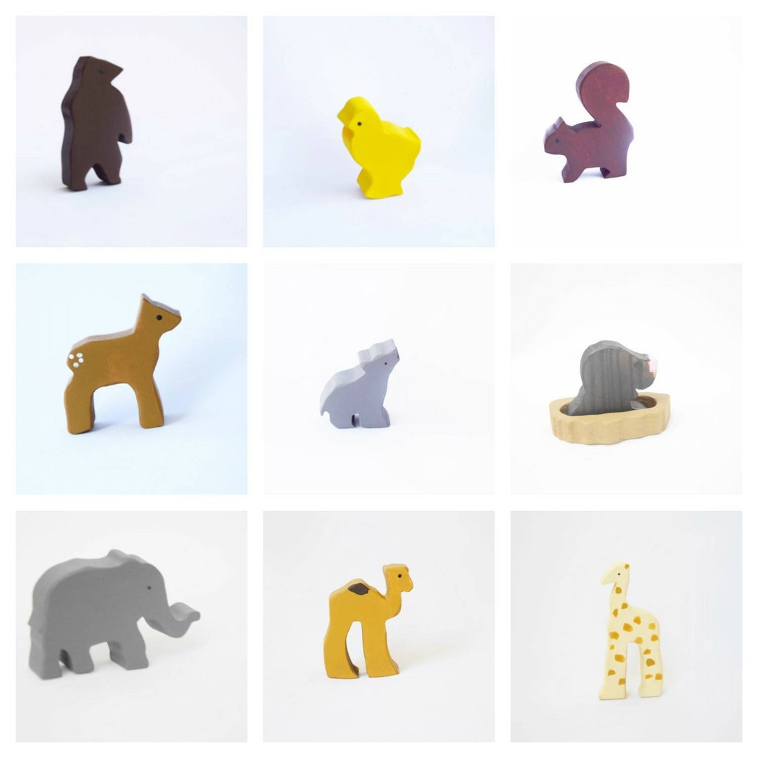 Baby Animals Wooden Animals Toy Waldorf Animals Christmas Etsy