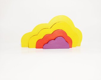 Sonnenuntergang Wolke, Holzstapeln Waldorf inspiriert Spielzeug, Kinderzimmer Dekor, Holz Spielzeug, Weihnachtsgeschenk, Nikolausgeschenk, Weihnachtsgeschenk, Weihnachtsgeschenk