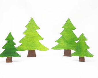 Fir tree wooden toy set, woodland toy set, evergreen tree waldorf inspired toy, imaginative play, open ended play, nature table display