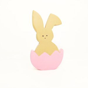 Easter bunny in pink easter egg wooden toy decoration, seasonal table decoration, waldorf wooden toy, wooden easter decor, easter bunny toy