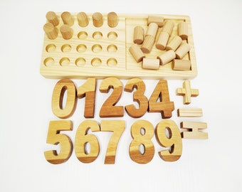 Tablero de números de madera, tablero de trazado de conteo Montessori, bandeja de madera de números para matemáticas educativas Waldorf para la educación en el hogar, actividad preescolar