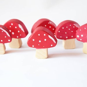 Wooden mushrooms open ended toy set,  waldorf wooden toys, easter gift for kids, nursery decor, easter basket filler, birthday present
