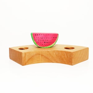 Watermelon celebration ring ornament, birthday ring decoration, waldorf inspired birthday decor, waldorf wooden wreath, seasonal table decor