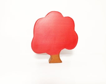 Red tree wooden toy, autumn fall tree waldorf inspired toy, open ended play, play scene set toy, birthday, christmas gift for kids, tree toy