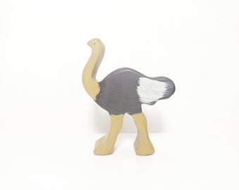 Struisvogel houten op waldorf geïnspireerd speelgoed, houten dieren, safaridieren houten speelgoed, kerstverjaardagscadeau voor kinderen, open einde speelgoed kleine wereld