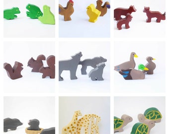 wooden animals family, wooden animals set, waldorf toy, waldorf animals, wooden toy, wooden toy set, birthday gift, christmas gift, set of 3
