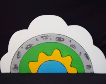 Elements Holzstapelspiel, Stapelspiel nach Waldorf Art, Stapelspiel Sonne, Stapelspiel aus Holz, phantasievolles Spielset, Geschenk für Kinder