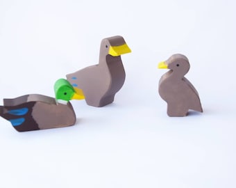 Wooden ducks, ducks family toy,  wooden animals set, waldorf toy, wooden toy, wooden toy set, birthday gift, christmas gift, waldorf animals