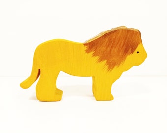 Lion wooden toy, waldorf inspired wooden lion toy, exotic animals, waldorf inspired,  waldorf wooden figurines, safari animals wooden toys