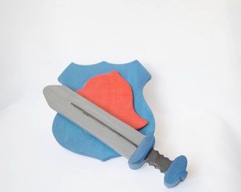 wooden sword and shield, knight toy, wooden sword, wooden shield, sword and shield set, knight costume waldorf toys, open ended play, knight