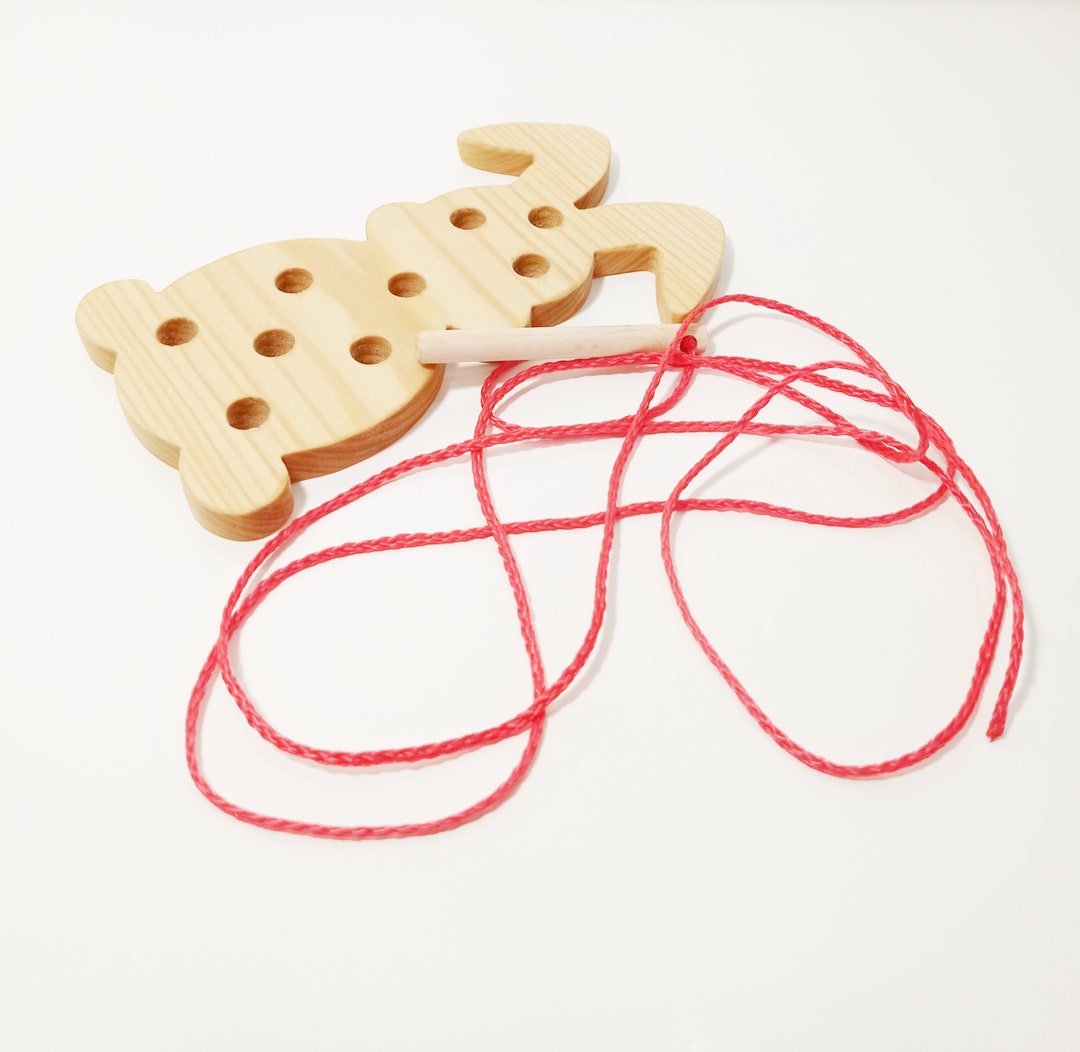 Lacing Toy, Wooden Bunny Lacing Toy, Easter Basket Gift for Kids ...