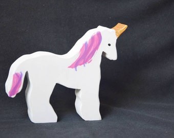 Unicorn wooden waldorf inspired toy, white unicorn toy, christmas birthday gift kids, open ended imaginative play wood toy, nursery decor